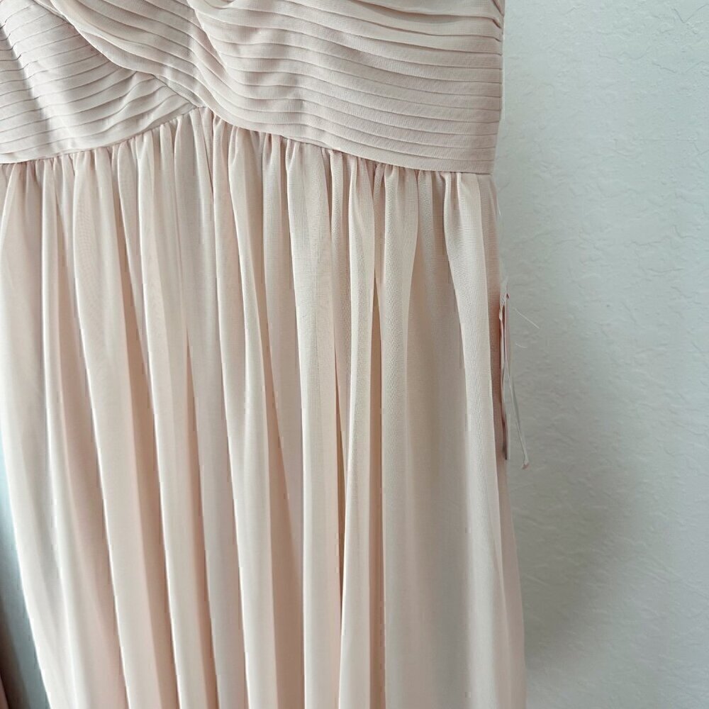 Birdy Grey Ryan Ruched Mesh Overlay Empire‎ Waist Gown Blush Pink Medium - Picture 7 of 12